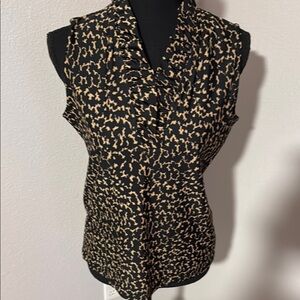 Jude Connally Black and Cream Ruffled Blouse